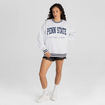 PENN STATE NITTANY LIONS EASY ENERGY CREW FLEECE RINGER STRIPE SWEATSHIRT