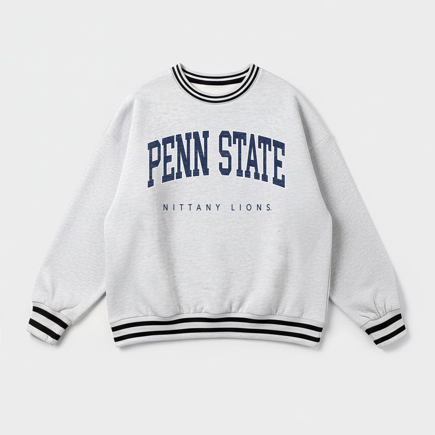 PENN STATE NITTANY LIONS EASY ENERGY CREW FLEECE RINGER STRIPE SWEATSHIRT