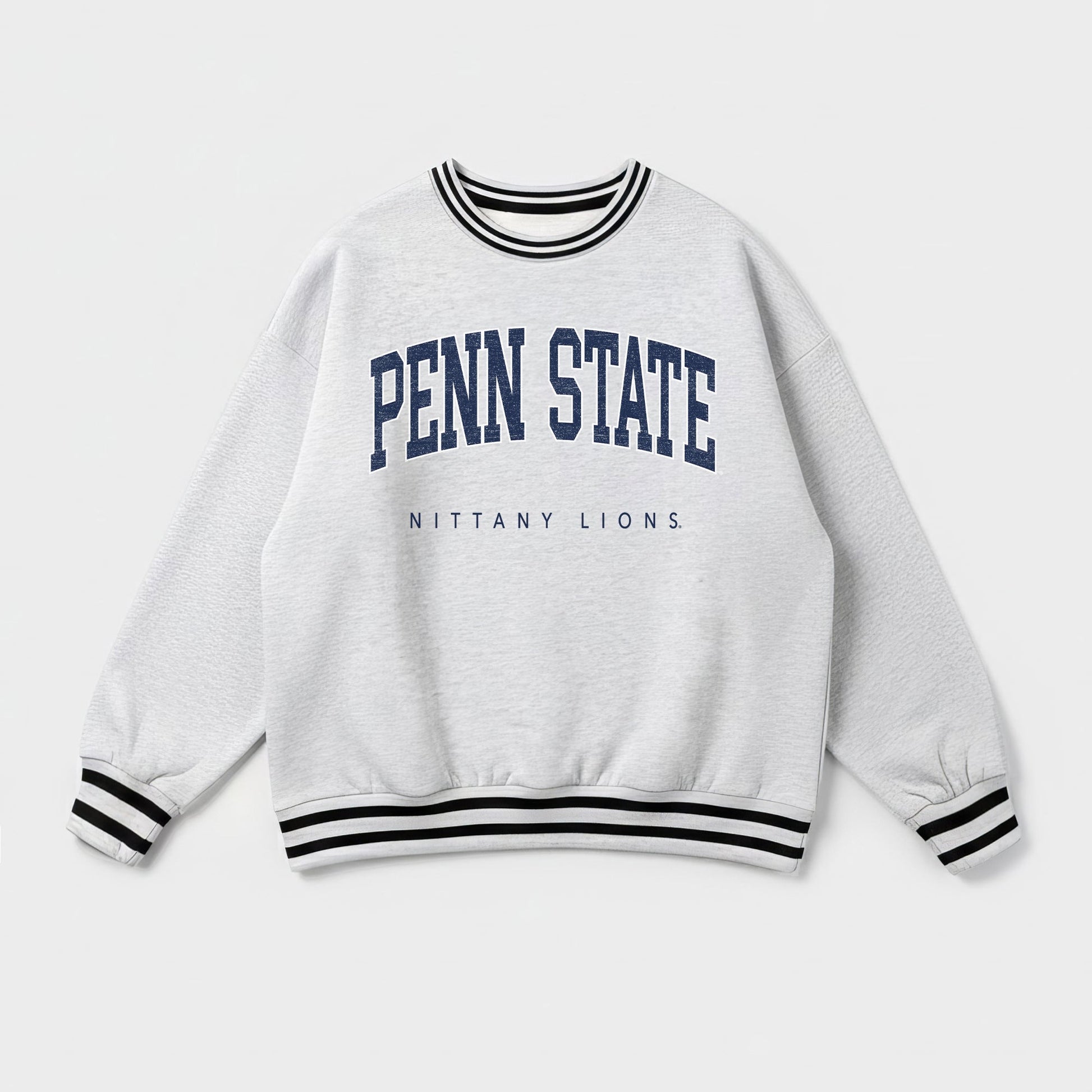 PENN STATE NITTANY LIONS EASY ENERGY CREW FLEECE RINGER STRIPE SWEATSHIRT
