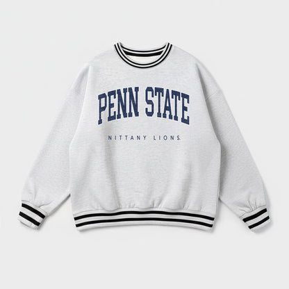 PENN STATE NITTANY LIONS EASY ENERGY CREW FLEECE RINGER STRIPE SWEATSHIRT
