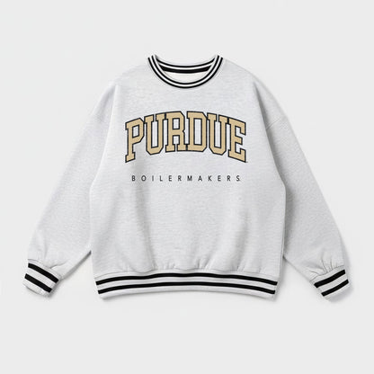 PURDUE BOILERMAKERS EASY ENERGY CREW FLEECE RINGER STRIPE SWEATSHIRT