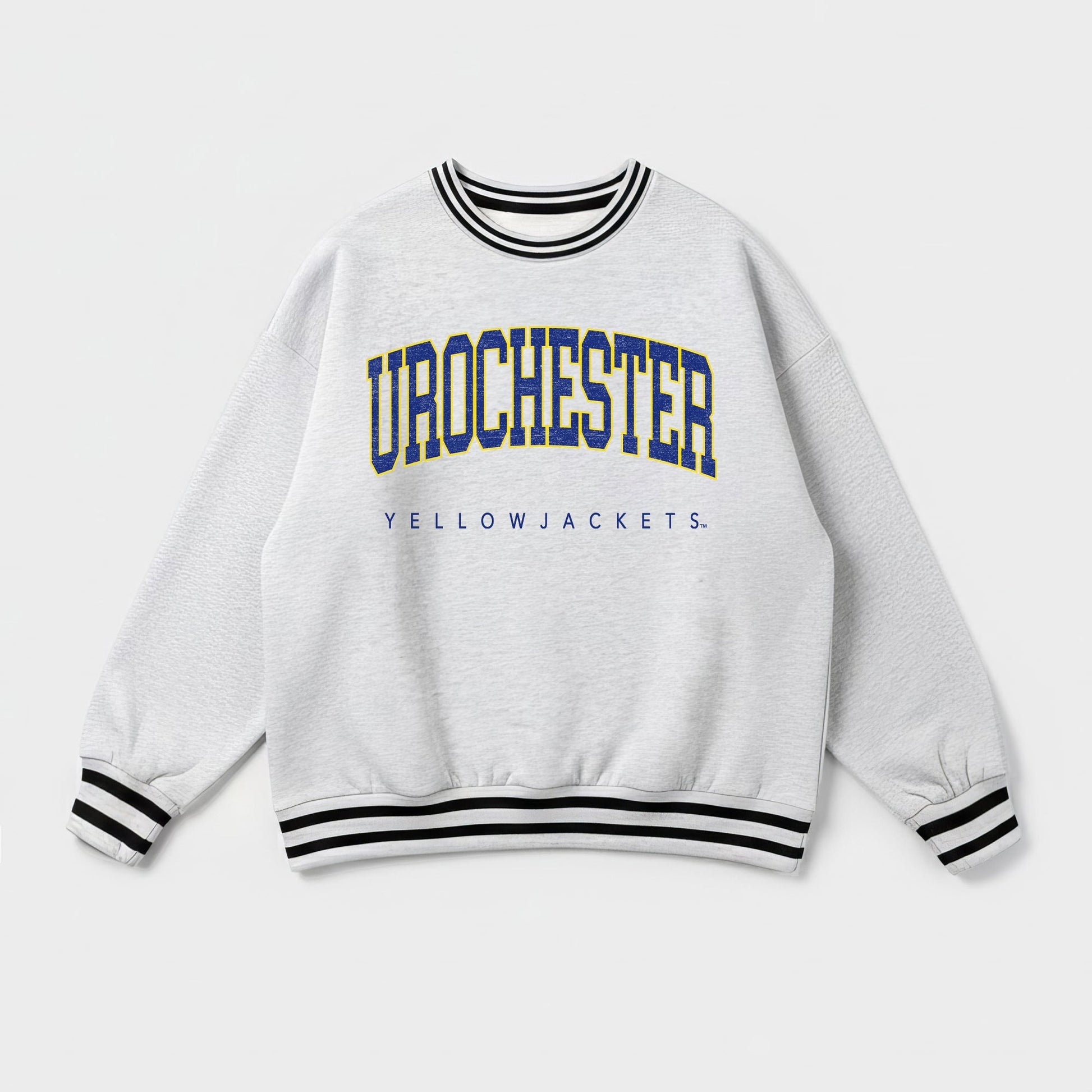 ROCHESTER YELLOWJACKETS EASY ENERGY CREW FLEECE RINGER STRIPE SWEATSHIRT