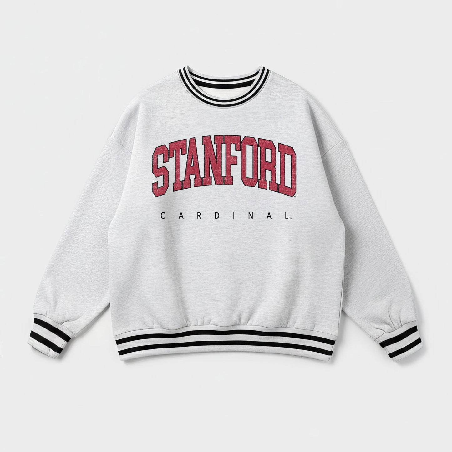 STANFORD CARDINAL EASY ENERGY CREW FLEECE RINGER STRIPE SWEATSHIRT