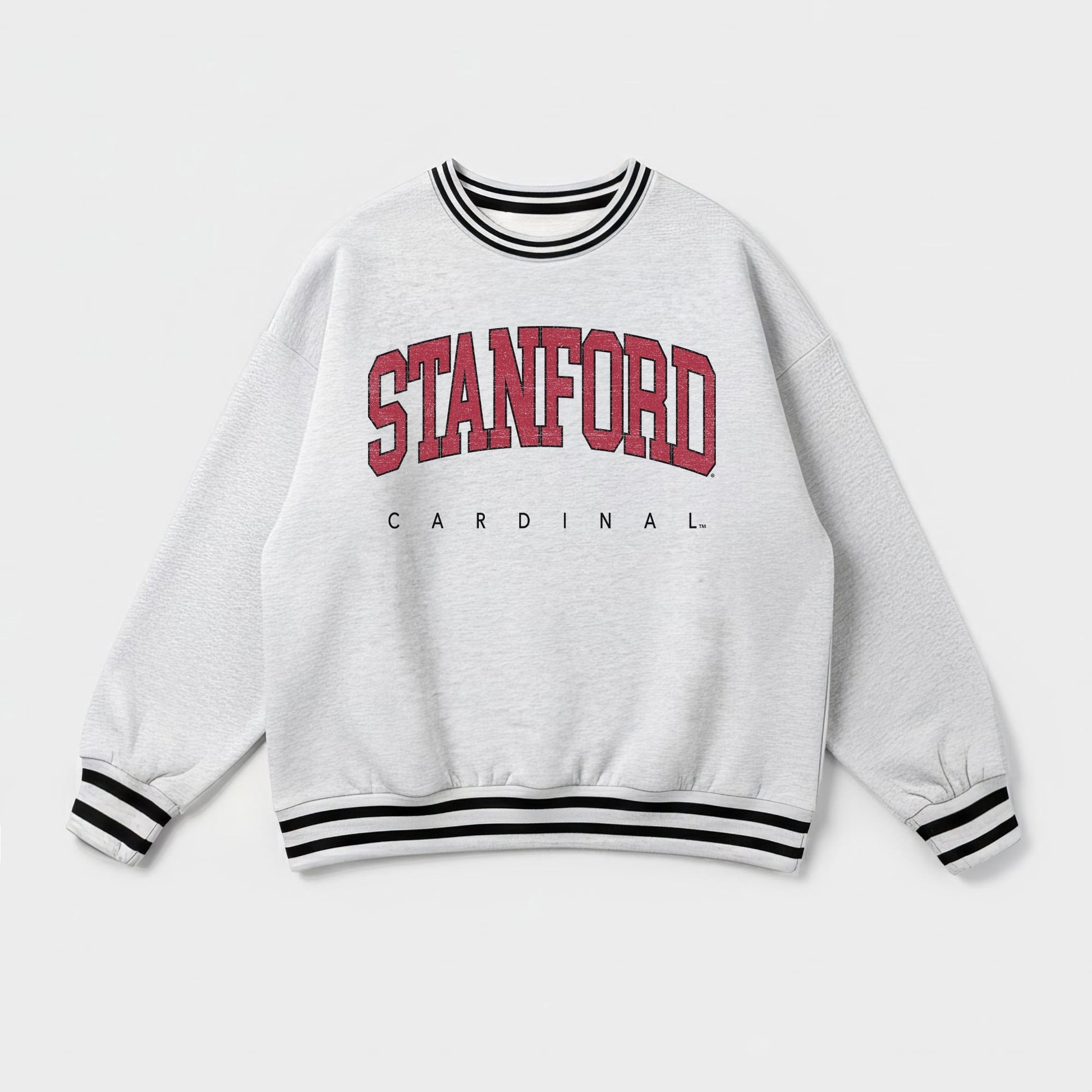 STANFORD CARDINAL EASY ENERGY CREW FLEECE RINGER STRIPE SWEATSHIRT