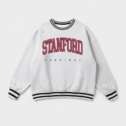 STANFORD CARDINAL EASY ENERGY CREW FLEECE RINGER STRIPE SWEATSHIRT