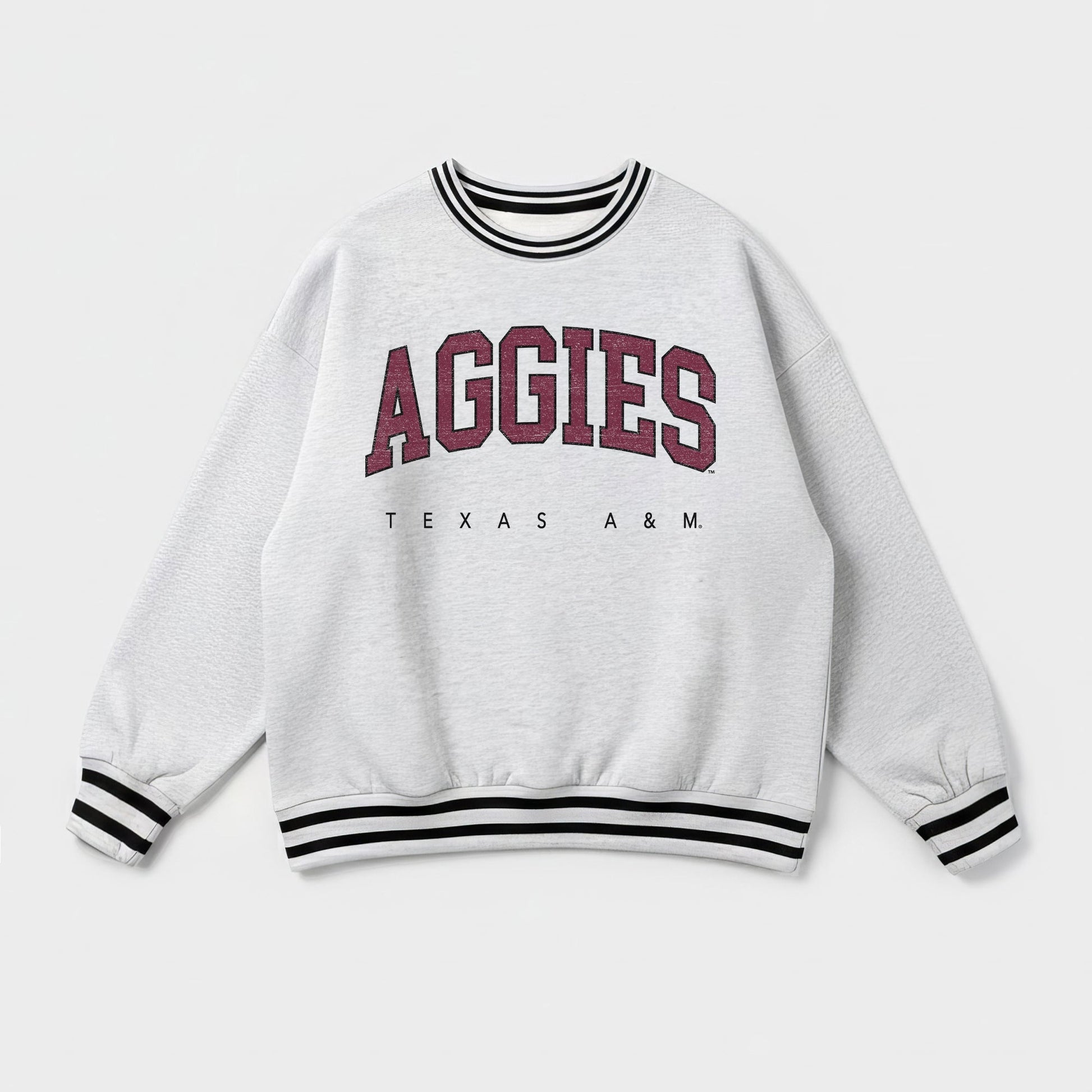 TEXAS A&M AGGIES EASY ENERGY CREW FLEECE RINGER STRIPE SWEATSHIRT