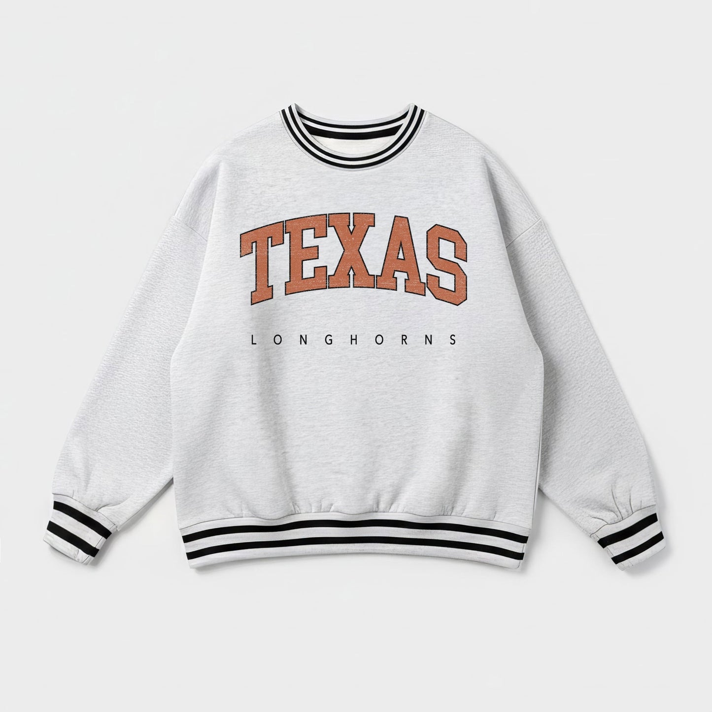 TEXAS LONGHORNS EASY ENERGY CREW FLEECE RINGER STRIPE SWEATSHIRT