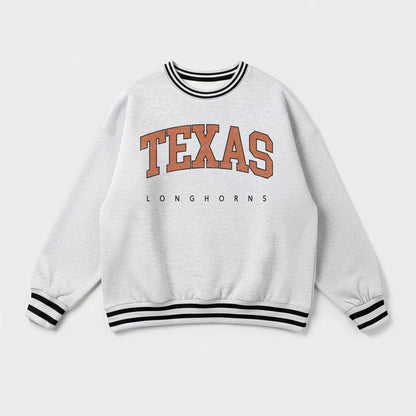TEXAS LONGHORNS EASY ENERGY CREW FLEECE RINGER STRIPE SWEATSHIRT