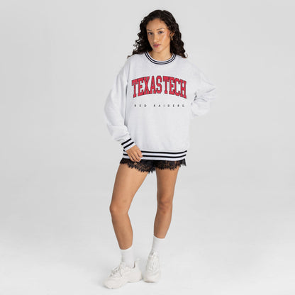 TEXAS TECH RED RAIDERS EASY ENERGY CREW FLEECE RINGER STRIPE SWEATSHIRT