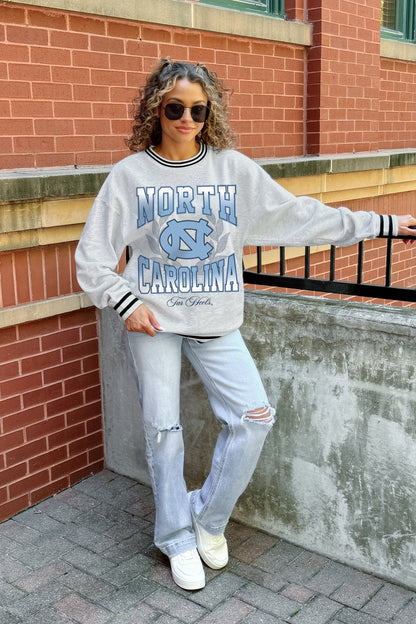 NORTH CAROLINA TAR HEELS FADE ROUTE CREW FLEECE RINGER SWEATSHIRT