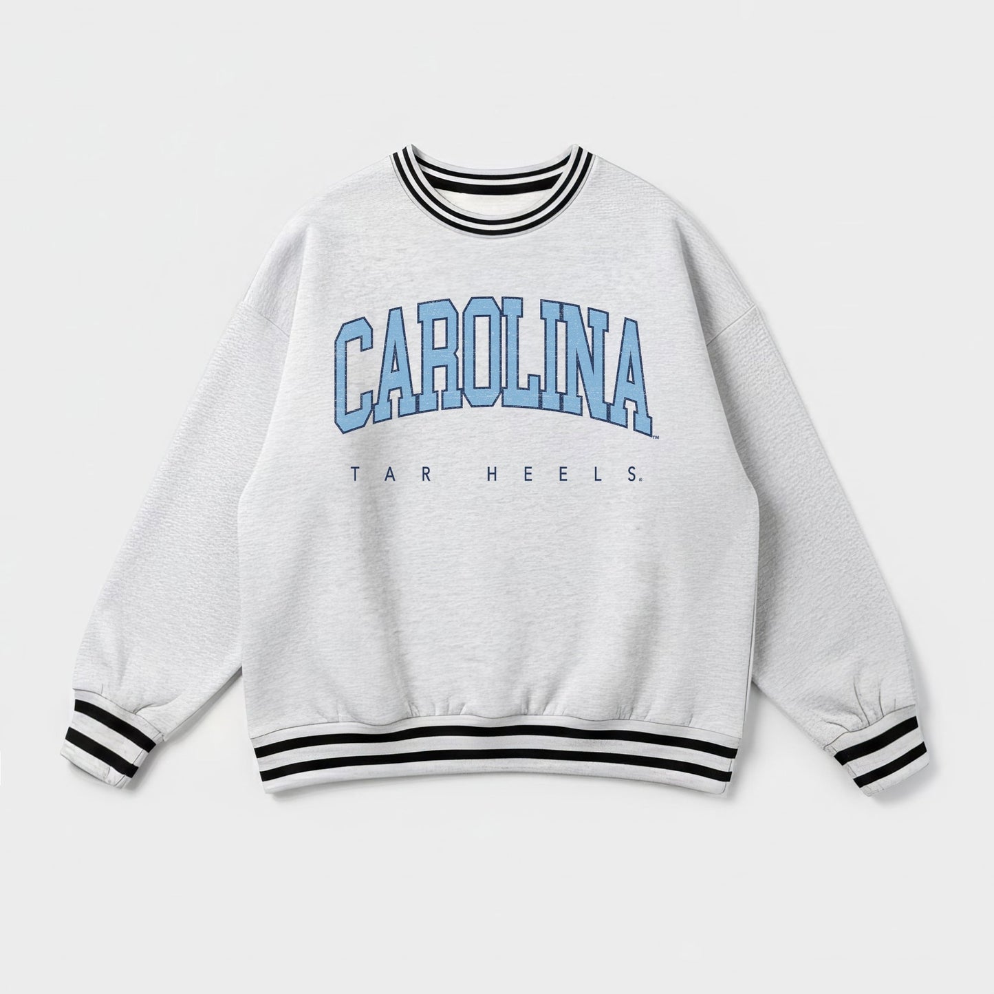 NORTH CAROLINA TAR HEELS EASY ENERGY CREW FLEECE RINGER STRIPE SWEATSHIRT