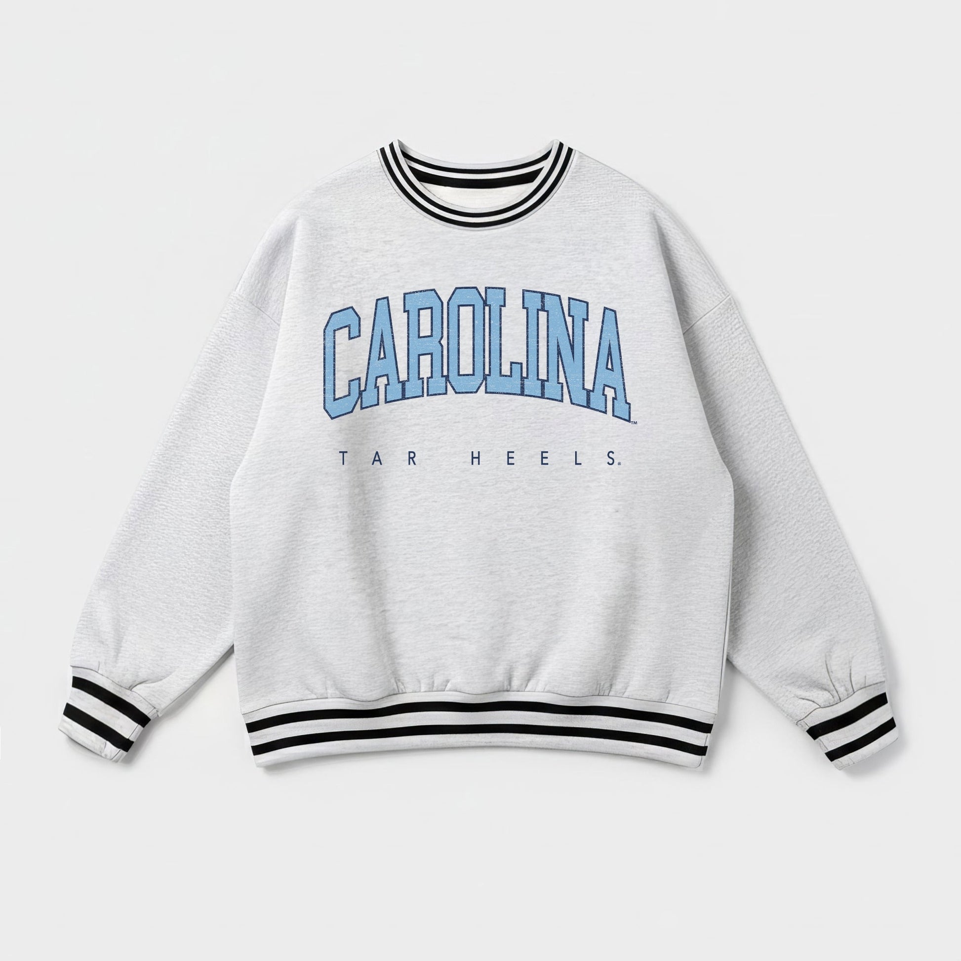 NORTH CAROLINA TAR HEELS EASY ENERGY CREW FLEECE RINGER STRIPE SWEATSHIRT