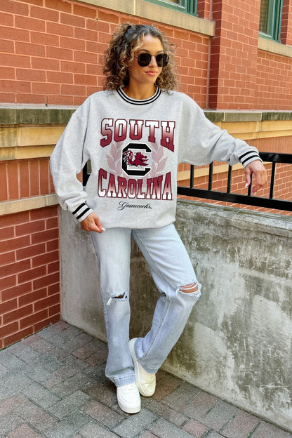 SOUTH CAROLINA GAMECOCKS FADE ROUTE CREW FLEECE RINGER SWEATSHIRT