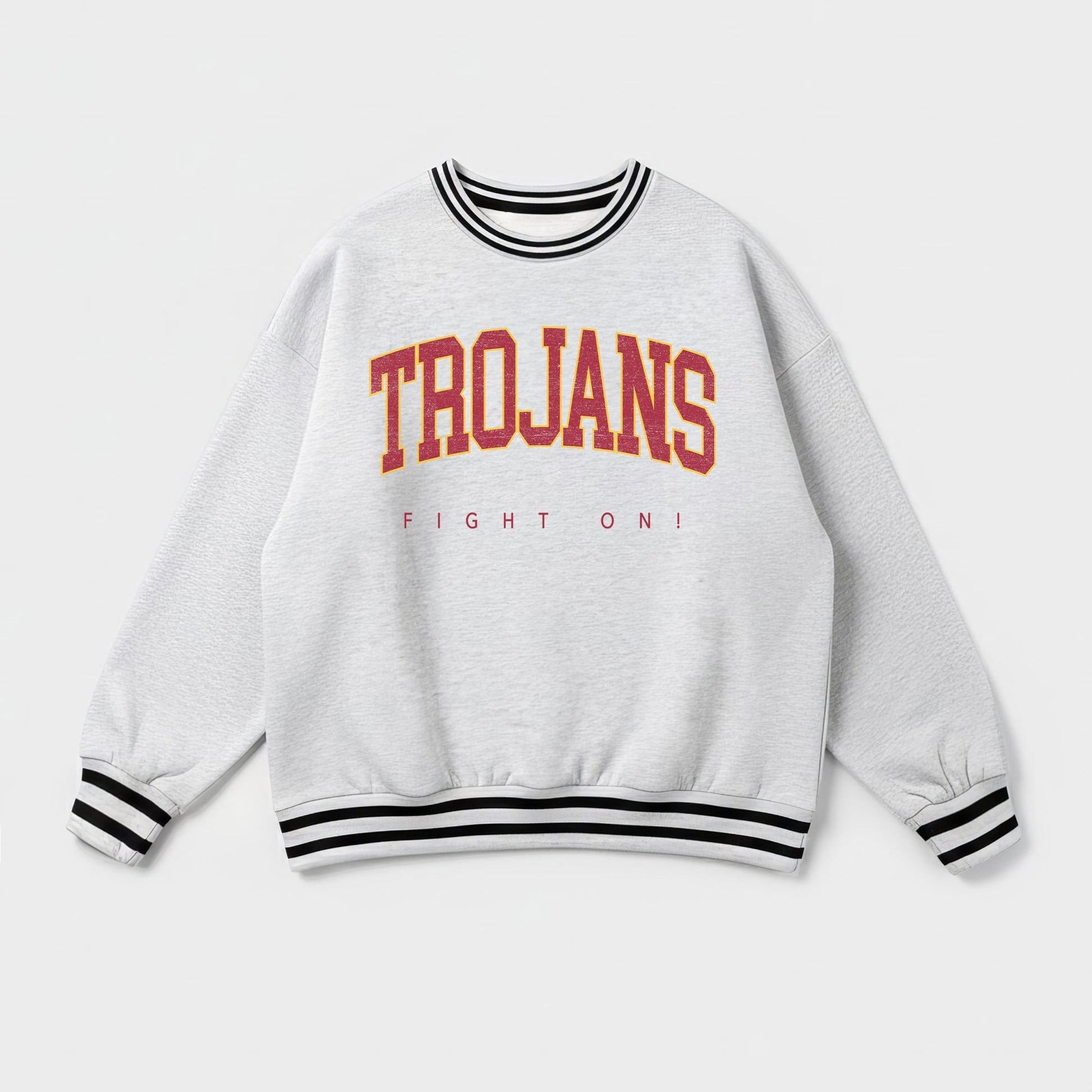 USC TROJANS EASY ENERGY CREW FLEECE RINGER STRIPE SWEATSHIRT