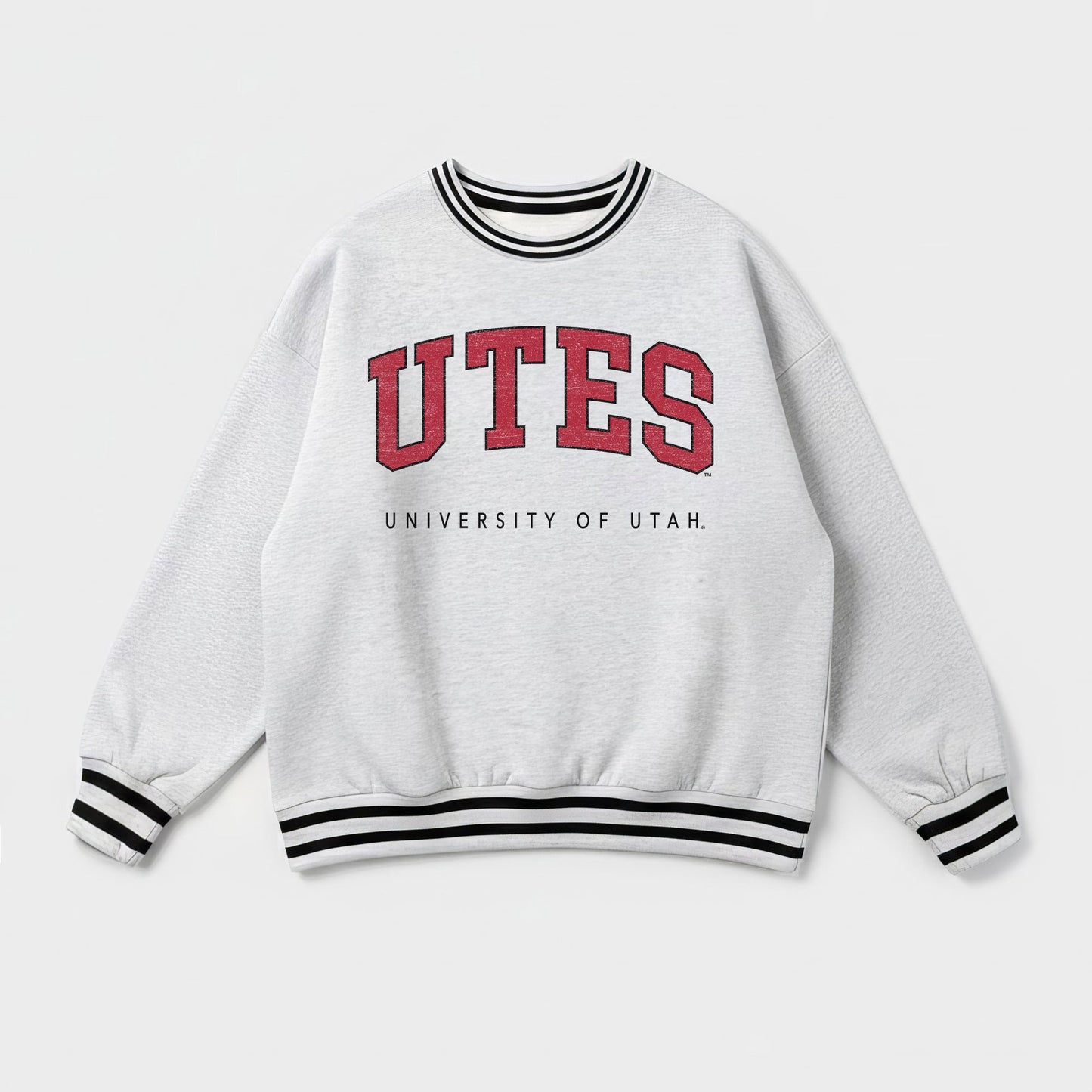 UTAH UTES EASY ENERGY CREW FLEECE RINGER STRIPE SWEATSHIRT