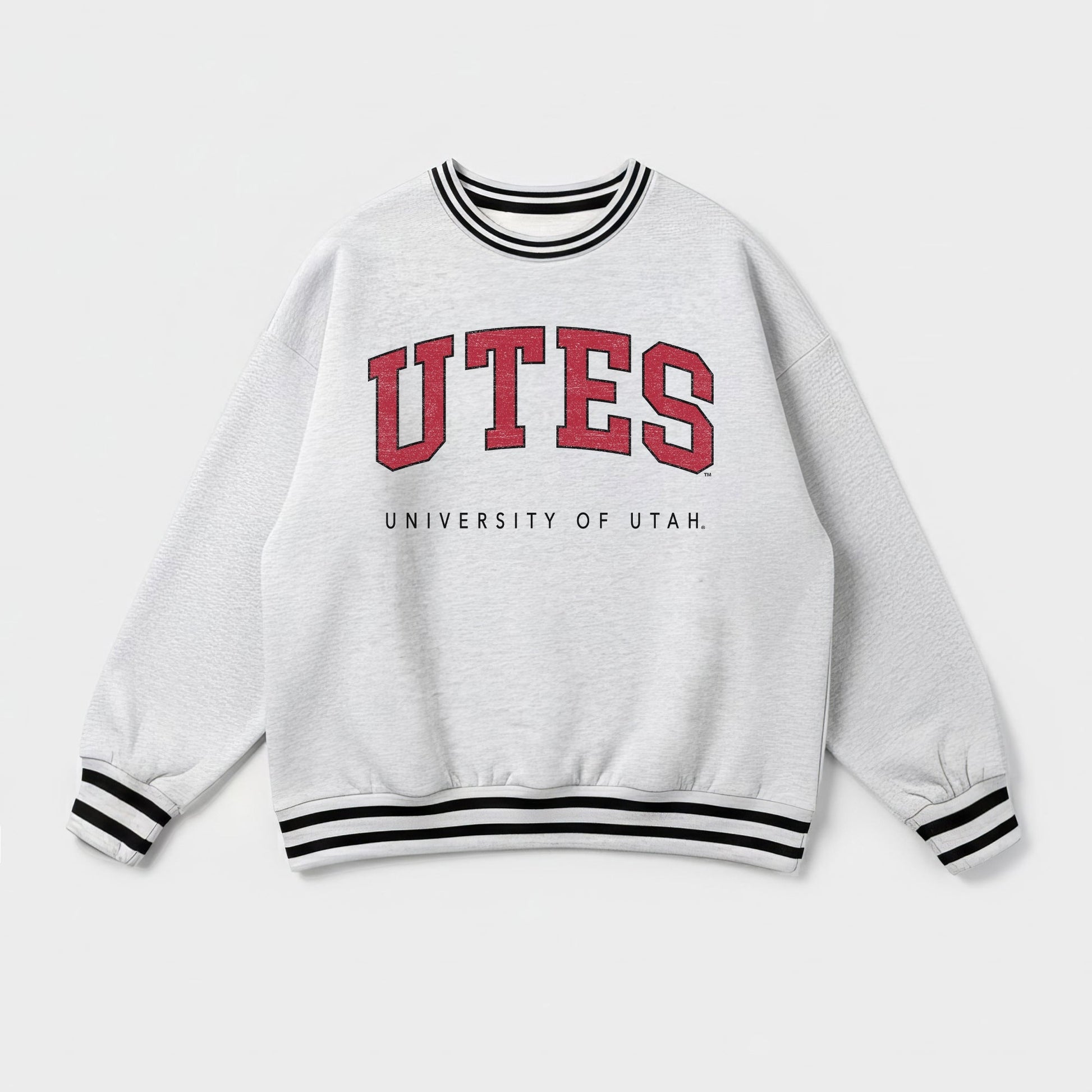 UTAH UTES EASY ENERGY CREW FLEECE RINGER STRIPE SWEATSHIRT