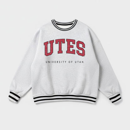 UTAH UTES EASY ENERGY CREW FLEECE RINGER STRIPE SWEATSHIRT