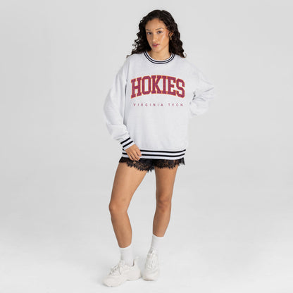 VIRGINIA TECH HOKIES EASY ENERGY CREW FLEECE RINGER STRIPE SWEATSHIRT
