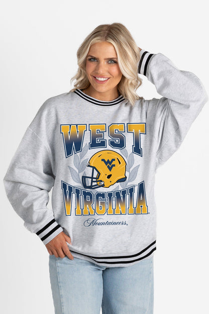 WEST VIRGINIA MOUNTAINEERS FADE ROUTE CREW FLEECE RINGER SWEATSHIRT