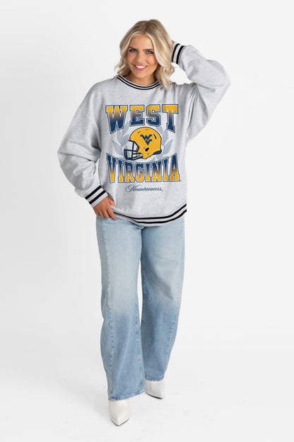 WEST VIRGINIA MOUNTAINEERS FADE ROUTE CREW FLEECE RINGER SWEATSHIRT
