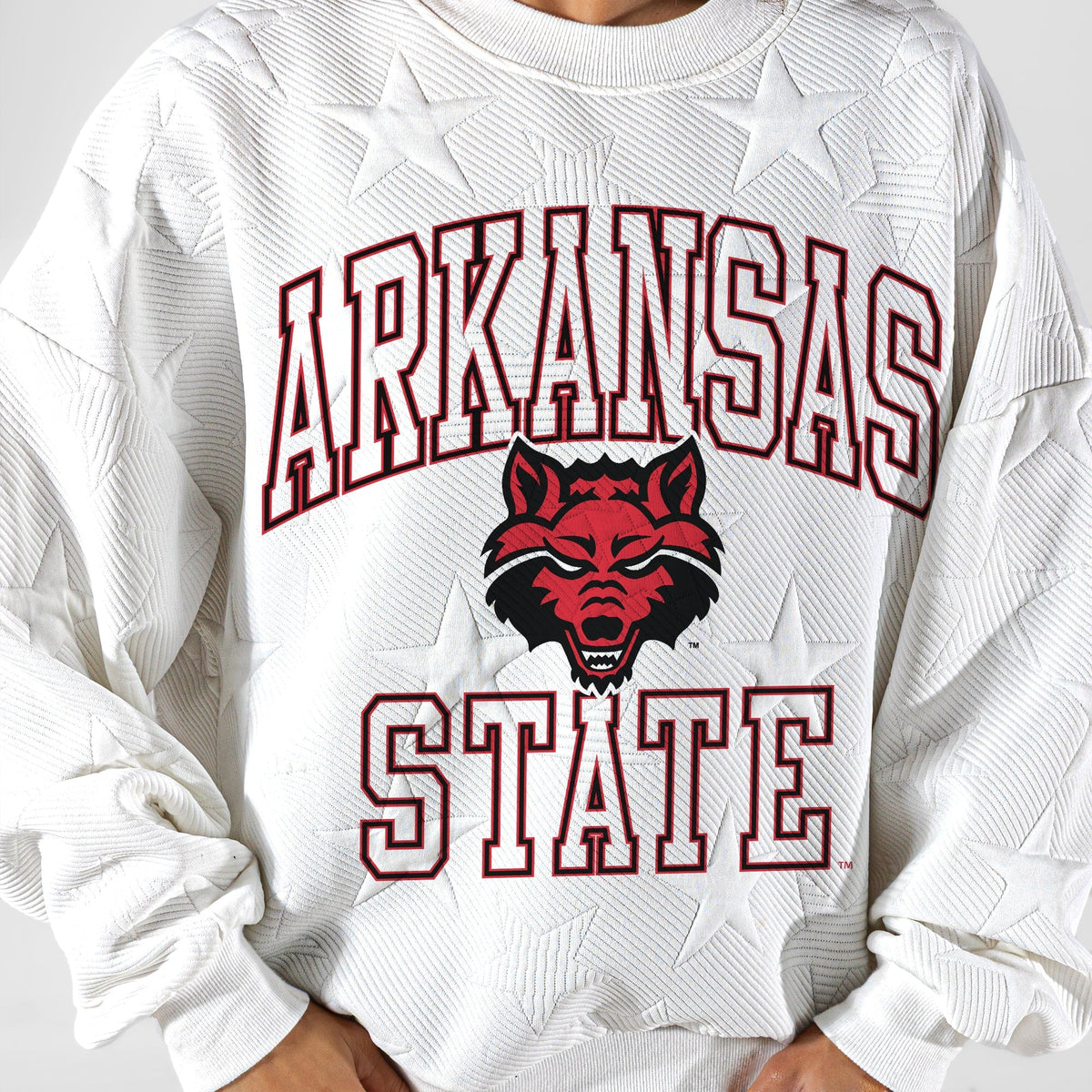 ARKANSAS STATE RED WOLVES BIG PLAY ENERGY EMBOSSED STAR CREWNECK