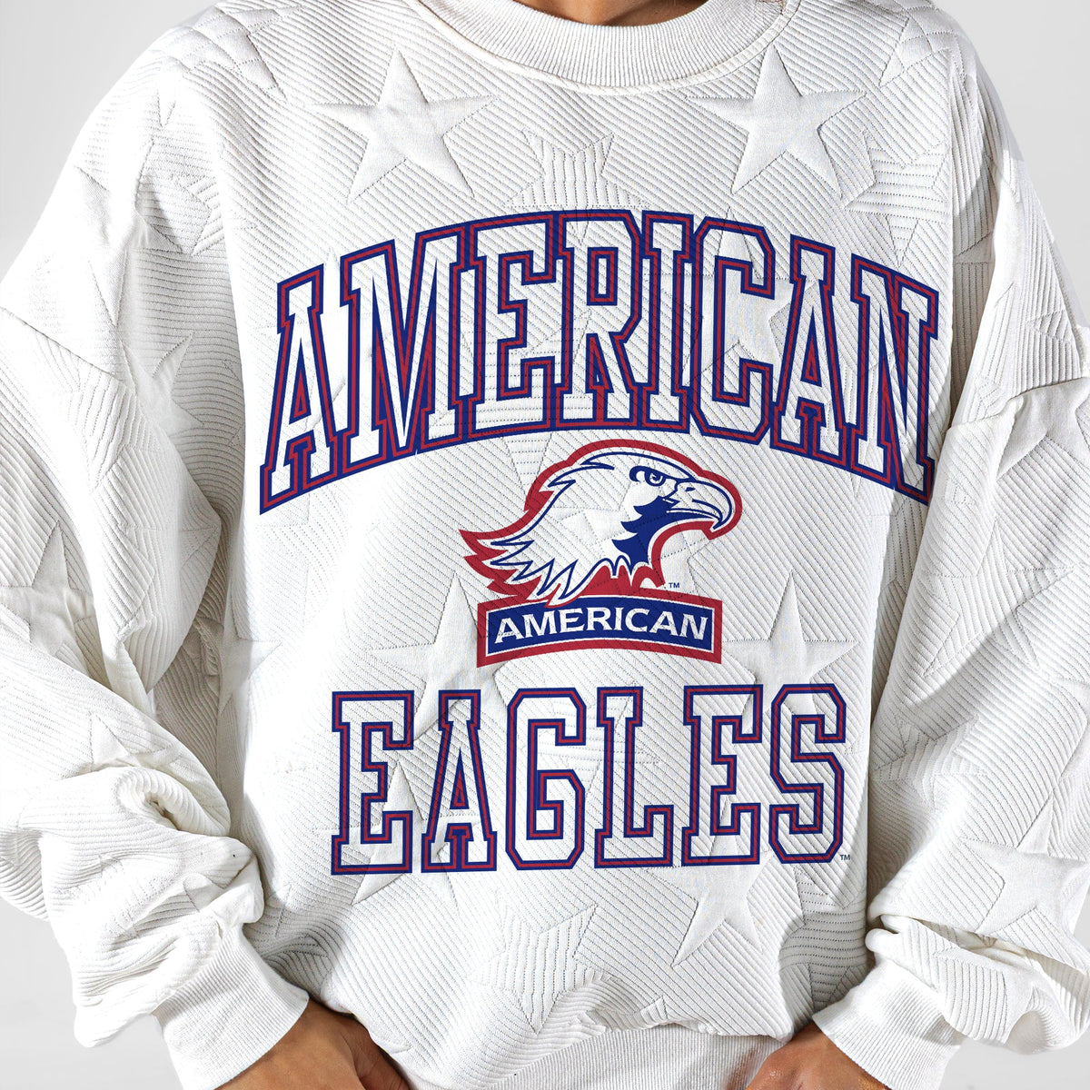 AMERICAN UNIVERSITY EAGLES BIG PLAY ENERGY EMBOSSED STAR CREWNECK