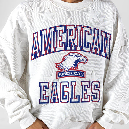 AMERICAN UNIVERSITY EAGLES BIG PLAY ENERGY EMBOSSED STAR CREWNECK