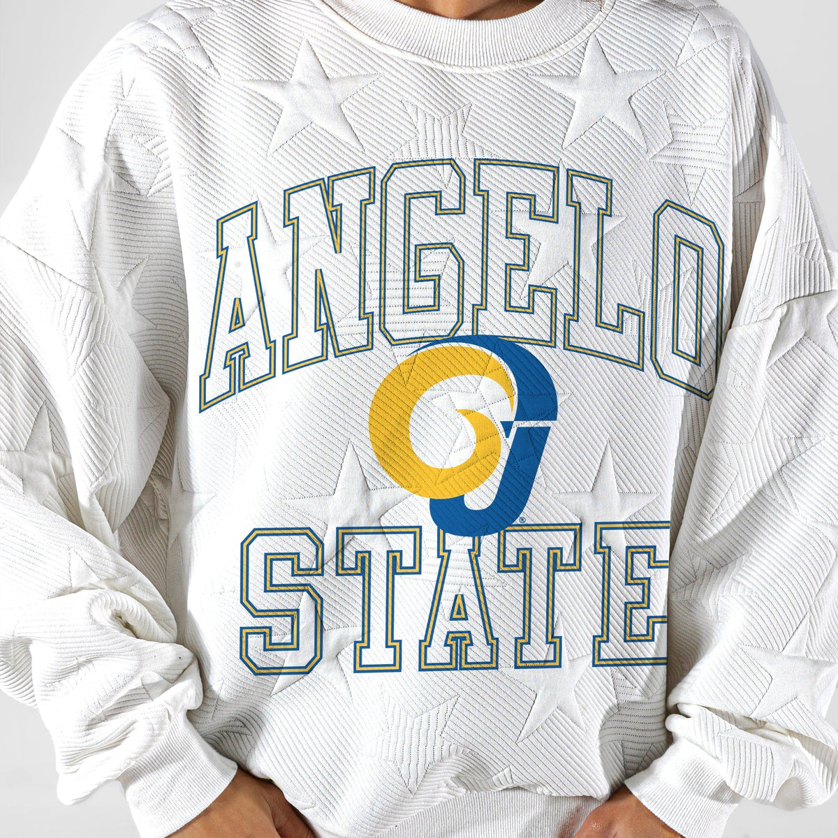 ANGELO STATE RAMS BIG PLAY ENERGY EMBOSSED STAR CREWNECK