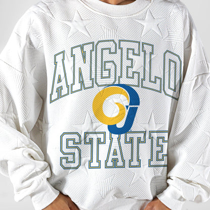ANGELO STATE RAMS BIG PLAY ENERGY EMBOSSED STAR CREWNECK