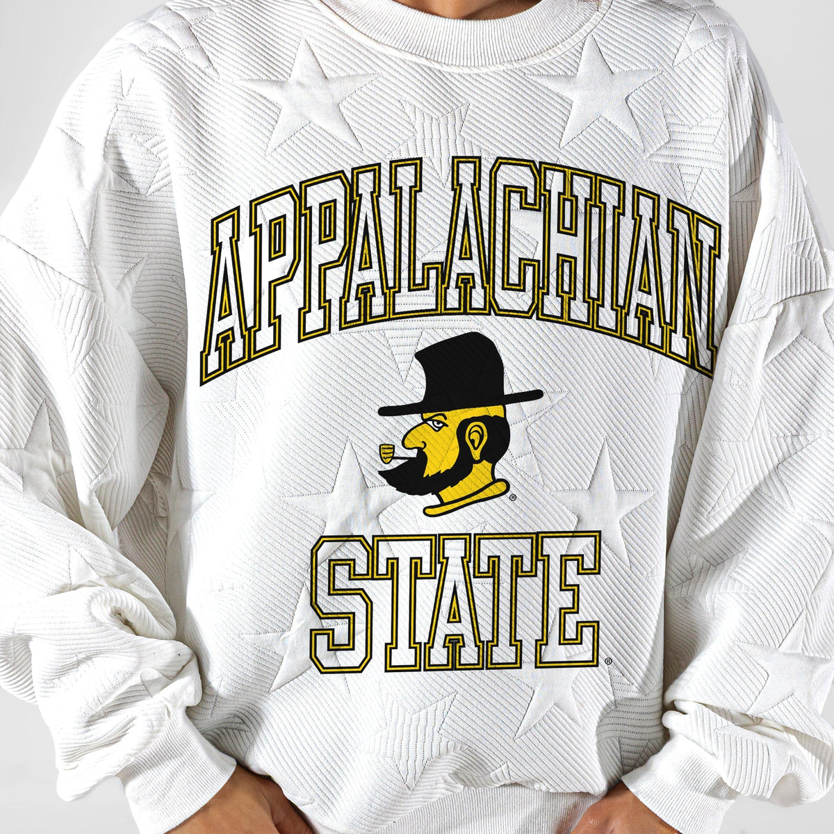 APPALACHIAN STATE MOUNTAINEERS BIG PLAY ENERGY EMBOSSED STAR CREWNECK