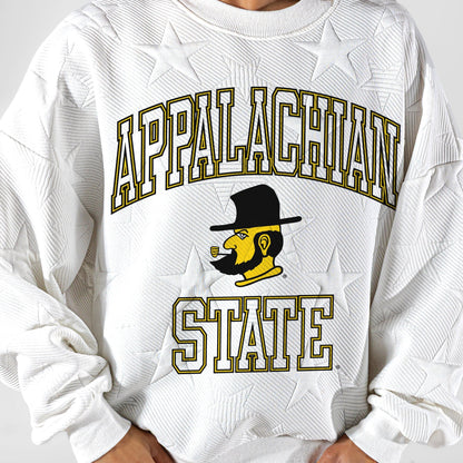 APPALACHIAN STATE MOUNTAINEERS BIG PLAY ENERGY EMBOSSED STAR CREWNECK