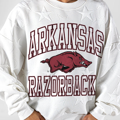 ARKANSAS RAZORBACKS BIG PLAY ENERGY EMBOSSED STAR CREWNECK