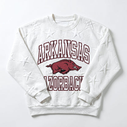 ARKANSAS RAZORBACKS BIG PLAY ENERGY EMBOSSED STAR CREWNECK
