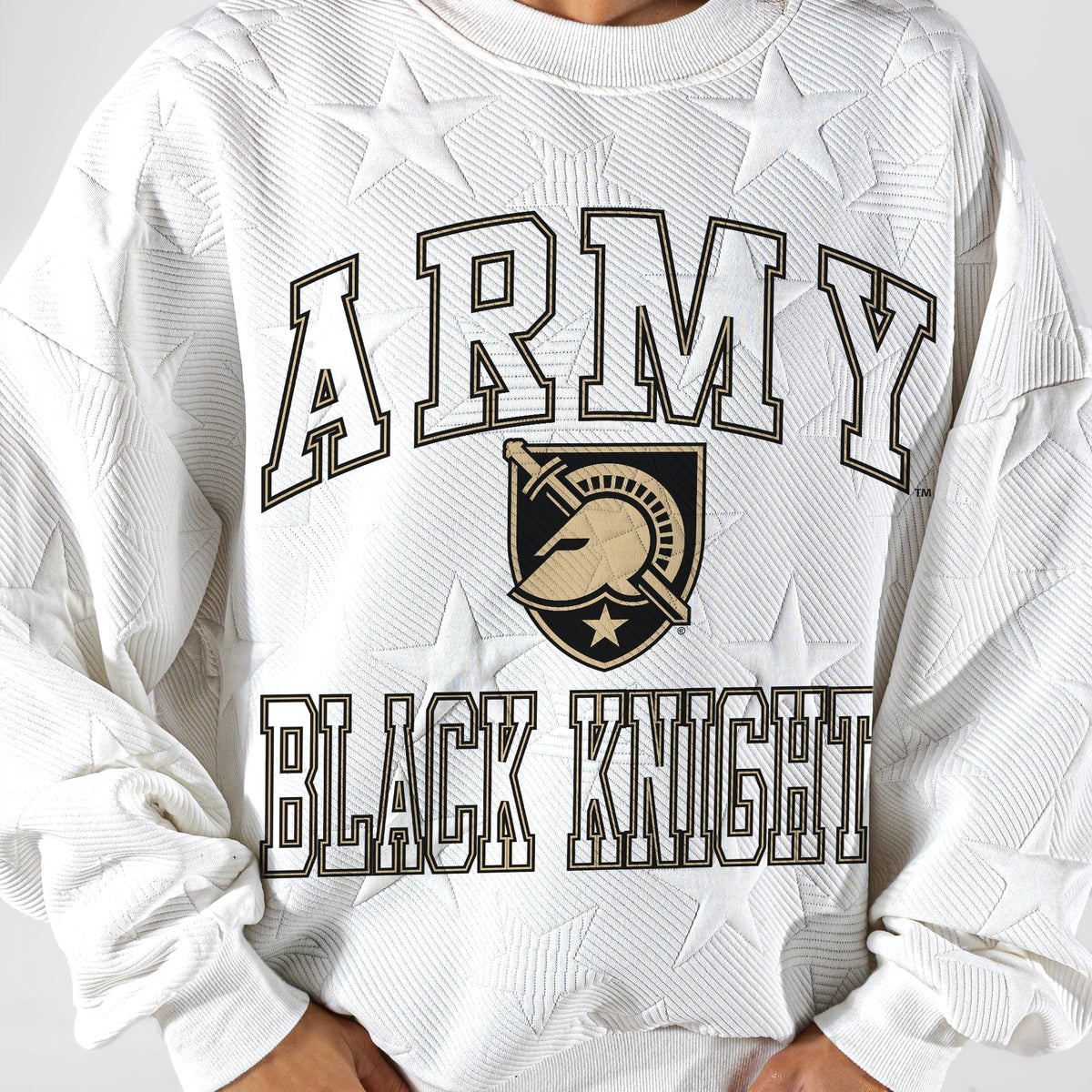ARMY BLACK KNIGHTS BIG PLAY ENERGY EMBOSSED STAR CREWNECK