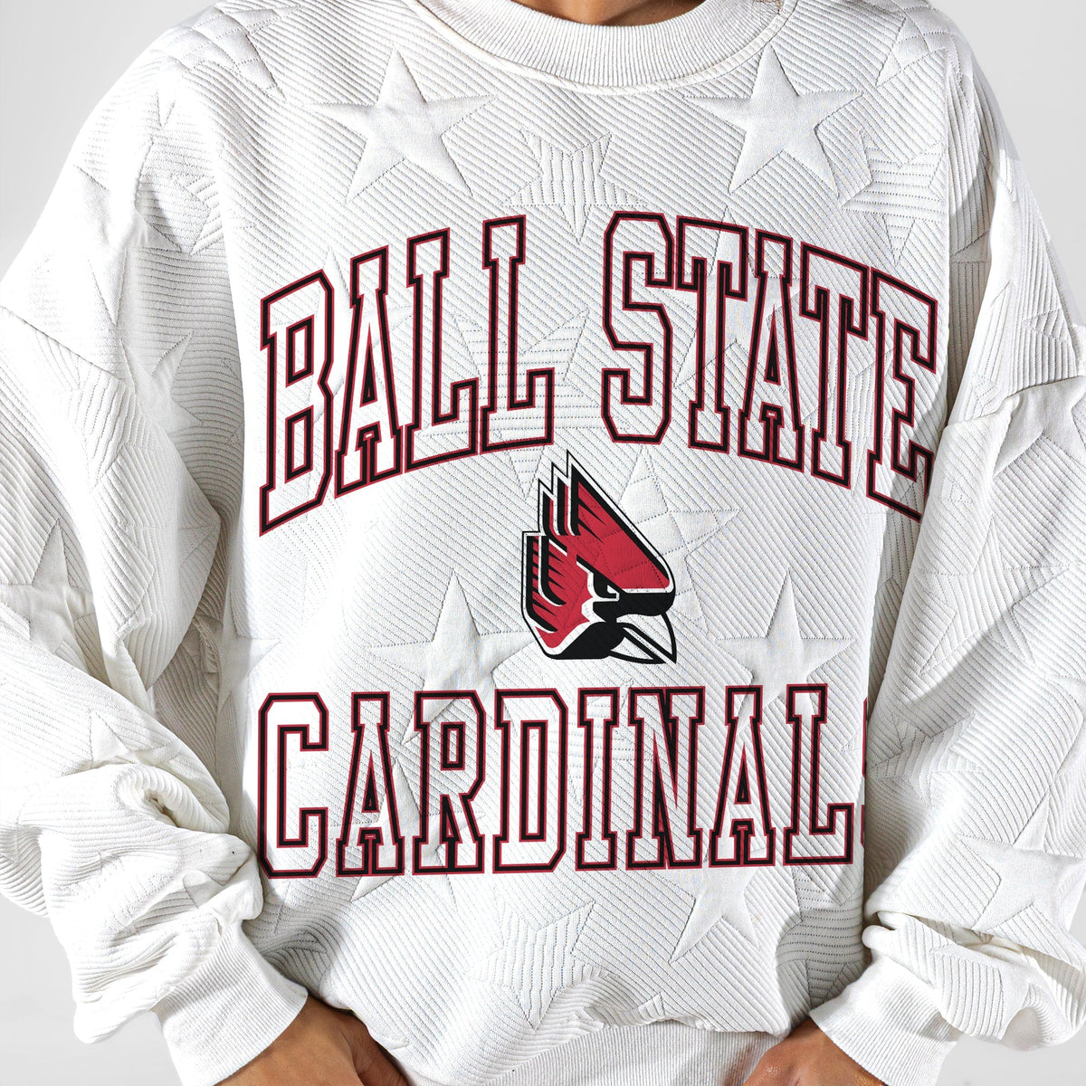BALL STATE CARDINALS BIG PLAY ENERGY EMBOSSED STAR CREWNECK