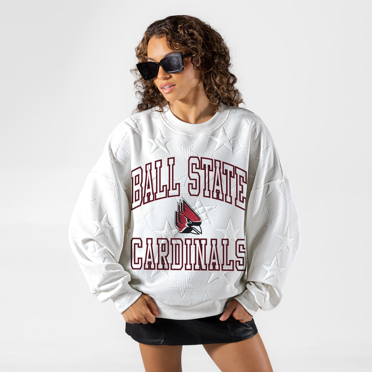 BALL STATE CARDINALS BIG PLAY ENERGY EMBOSSED STAR CREWNECK