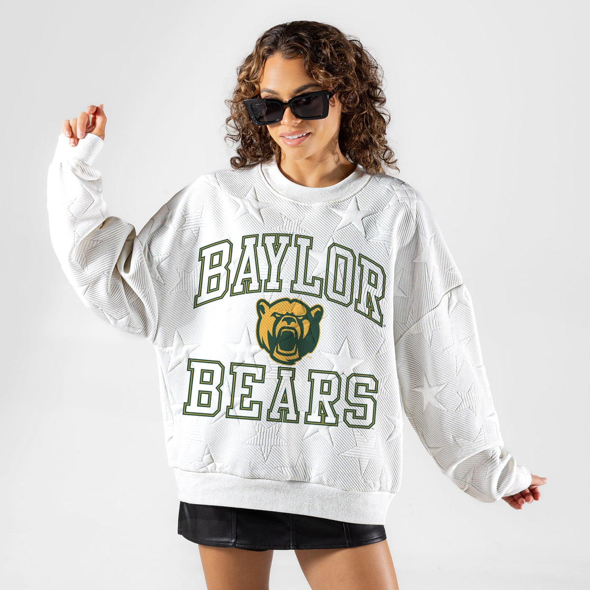 BAYLOR BEARS BIG PLAY ENERGY EMBOSSED STAR CREWNECK