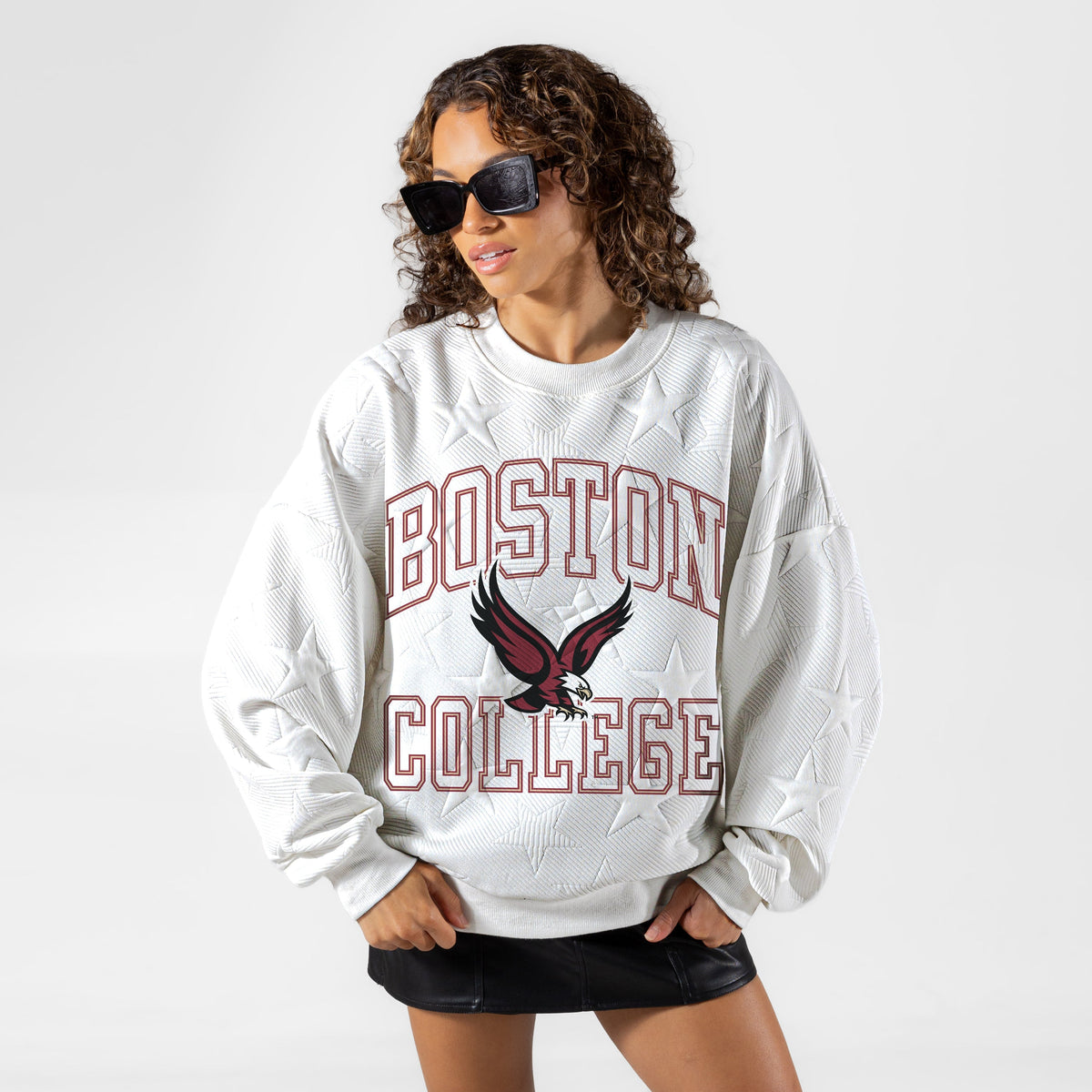 BOSTON COLLEGE EAGLES BIG PLAY ENERGY EMBOSSED STAR CREWNECK