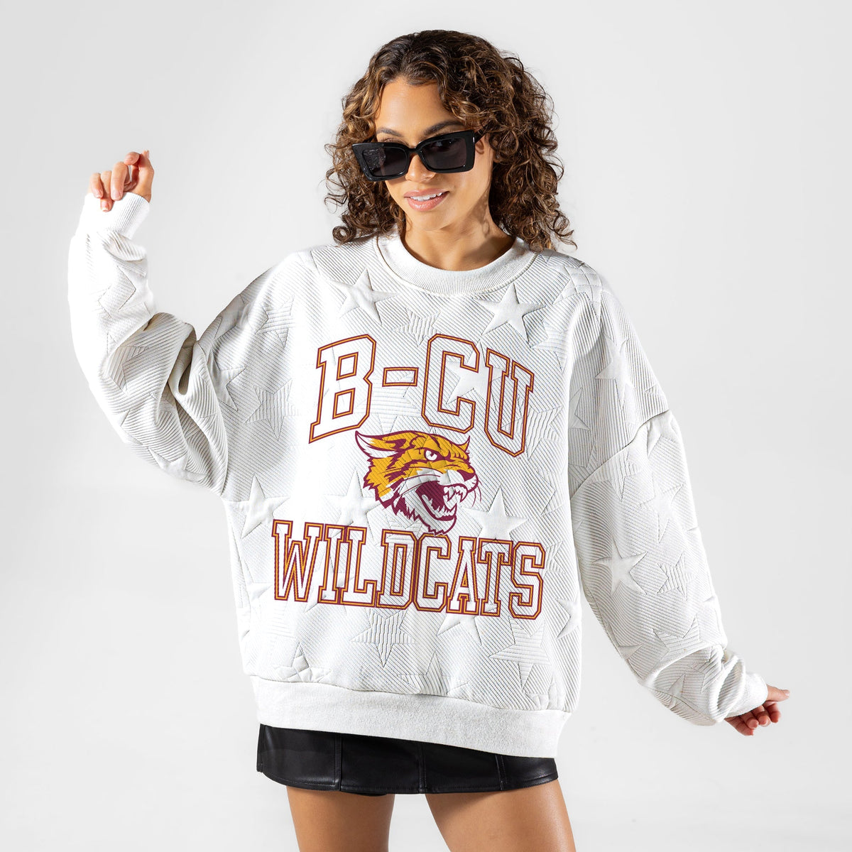 BETHUNE-COOKMAN WILDCATS BIG PLAY ENERGY EMBOSSED STAR CREWNECK