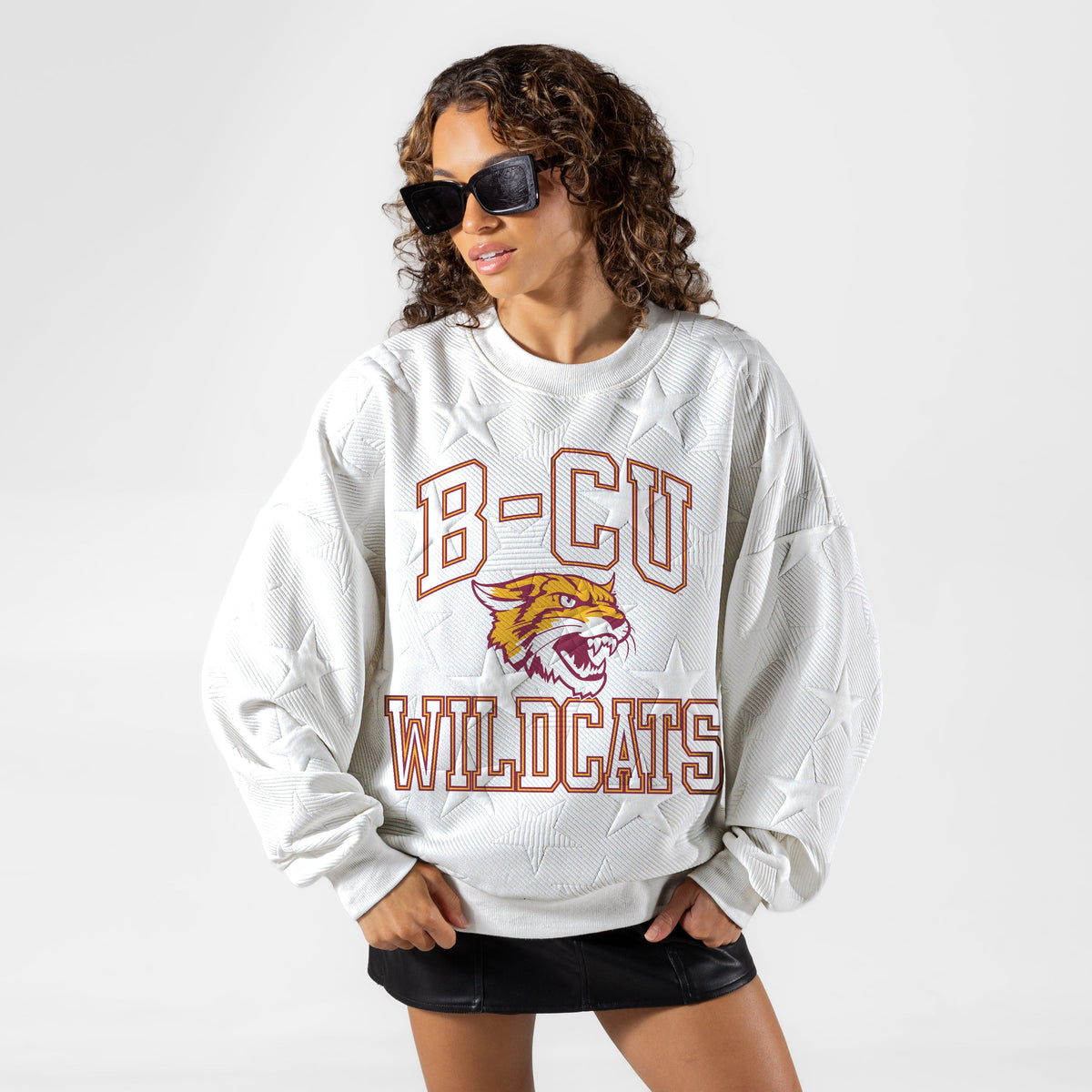 BETHUNE-COOKMAN WILDCATS BIG PLAY ENERGY EMBOSSED STAR CREWNECK