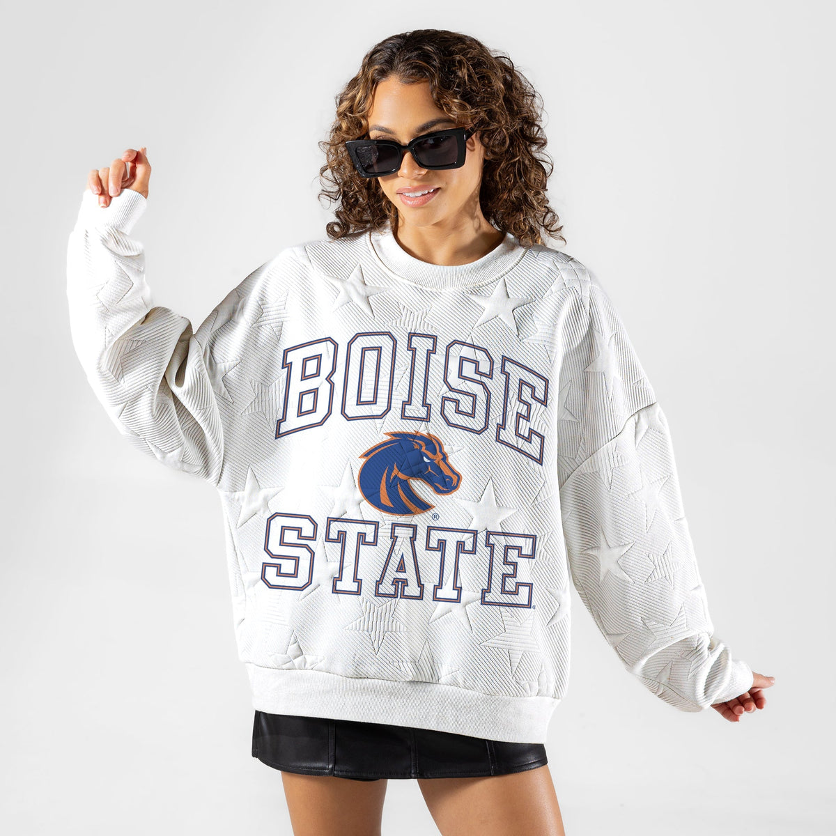 BOISE STATE BRONCOS BIG PLAY ENERGY EMBOSSED STAR CREWNECK