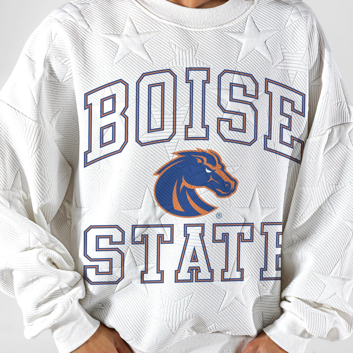 BOISE STATE BRONCOS BIG PLAY ENERGY EMBOSSED STAR CREWNECK