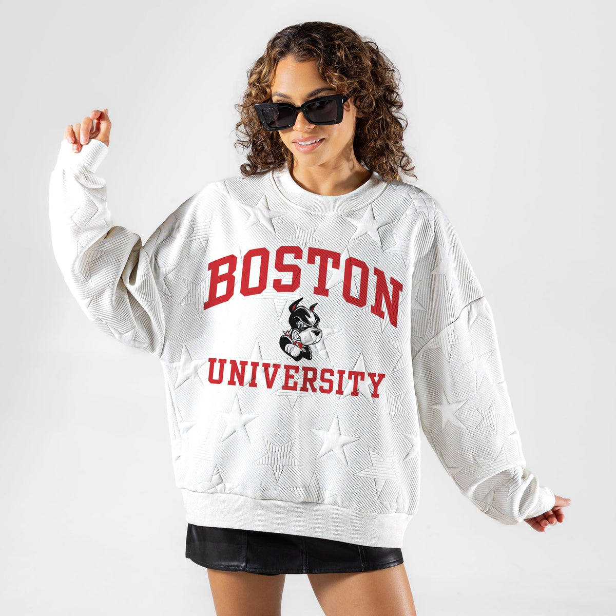 BOSTON UNIVERSITY TERRIERS BIG PLAY ENERGY EMBOSSED STAR CREWNECK