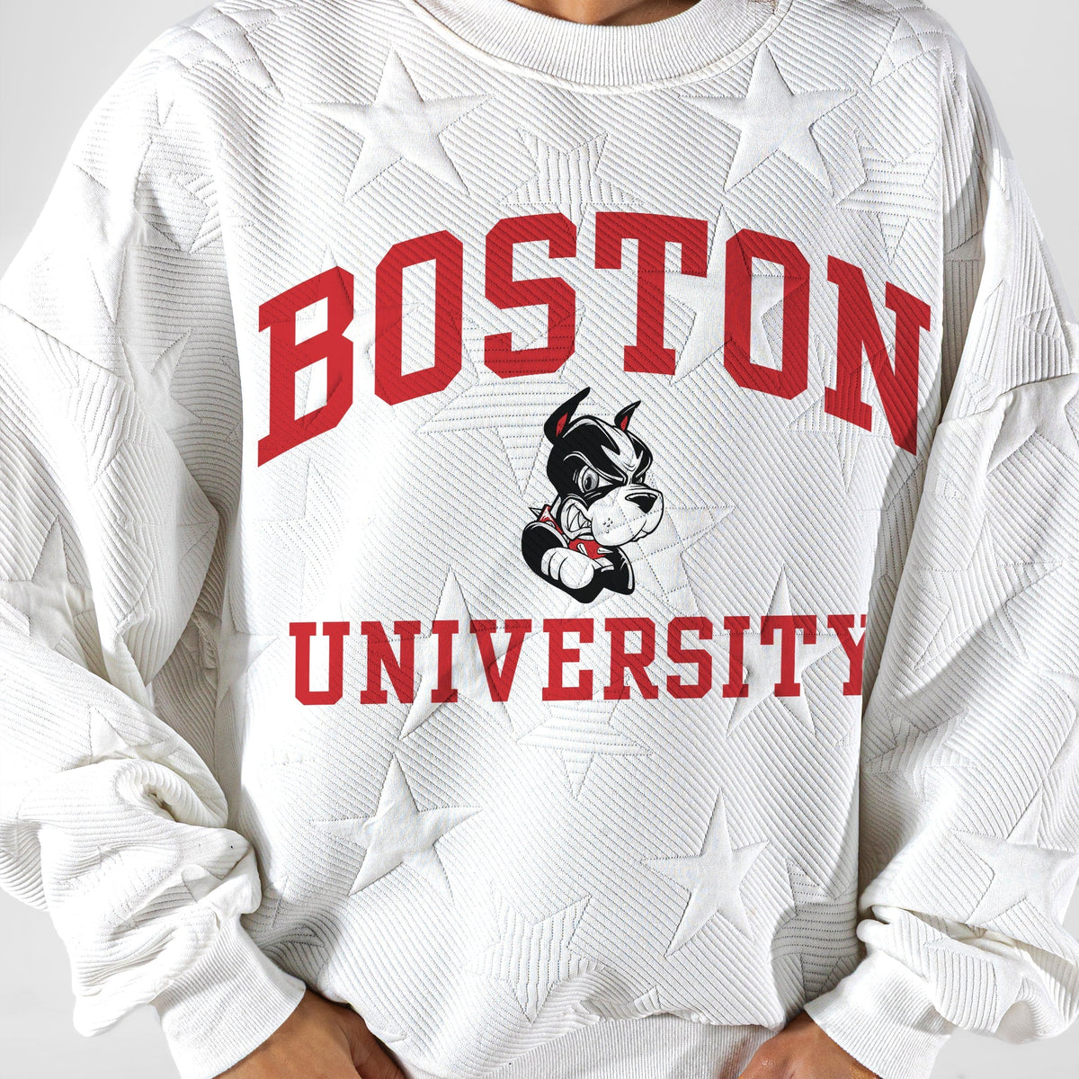 BOSTON UNIVERSITY TERRIERS BIG PLAY ENERGY EMBOSSED STAR CREWNECK