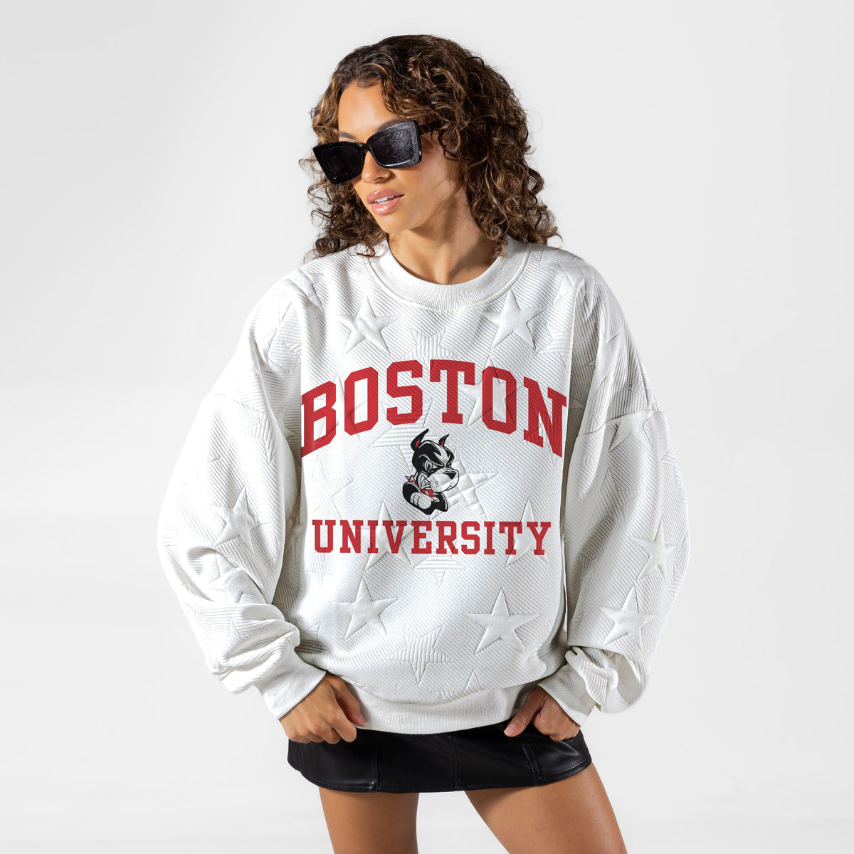BOSTON UNIVERSITY TERRIERS BIG PLAY ENERGY EMBOSSED STAR CREWNECK