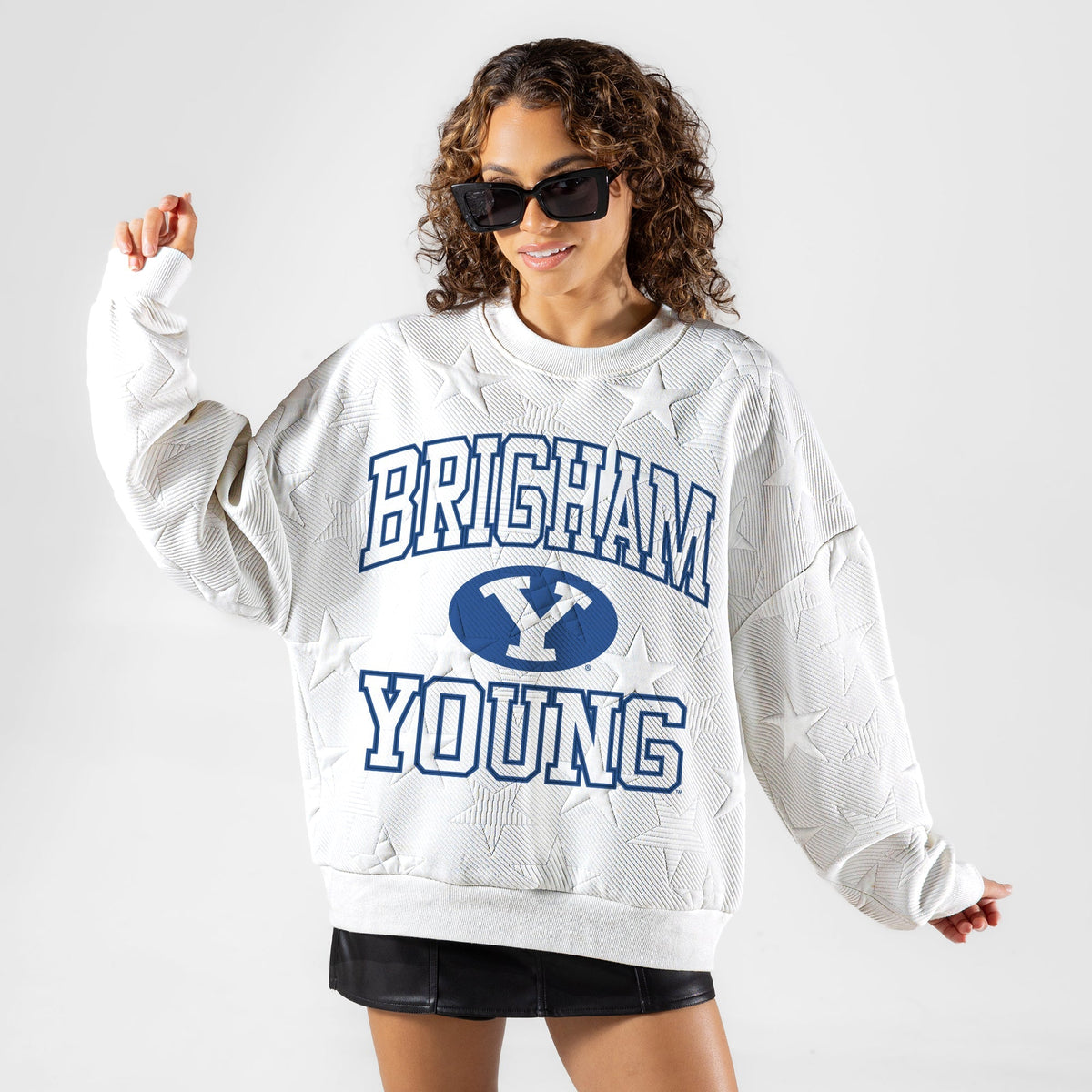 BYU COUGARS BIG PLAY ENERGY EMBOSSED STAR CREWNECK