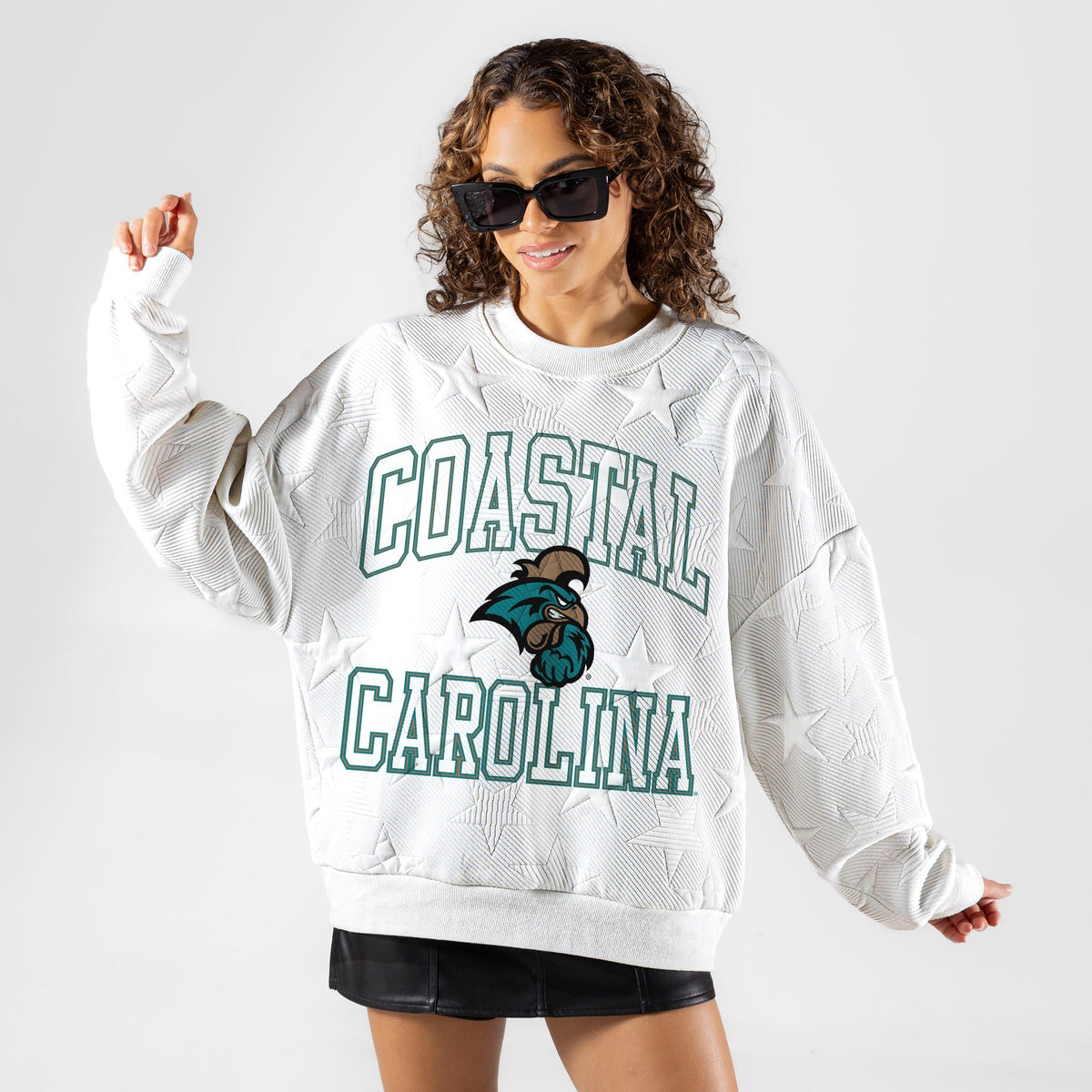 COASTAL CAROLINA CHANTICLEERS BIG PLAY ENERGY EMBOSSED STAR CREWNECK