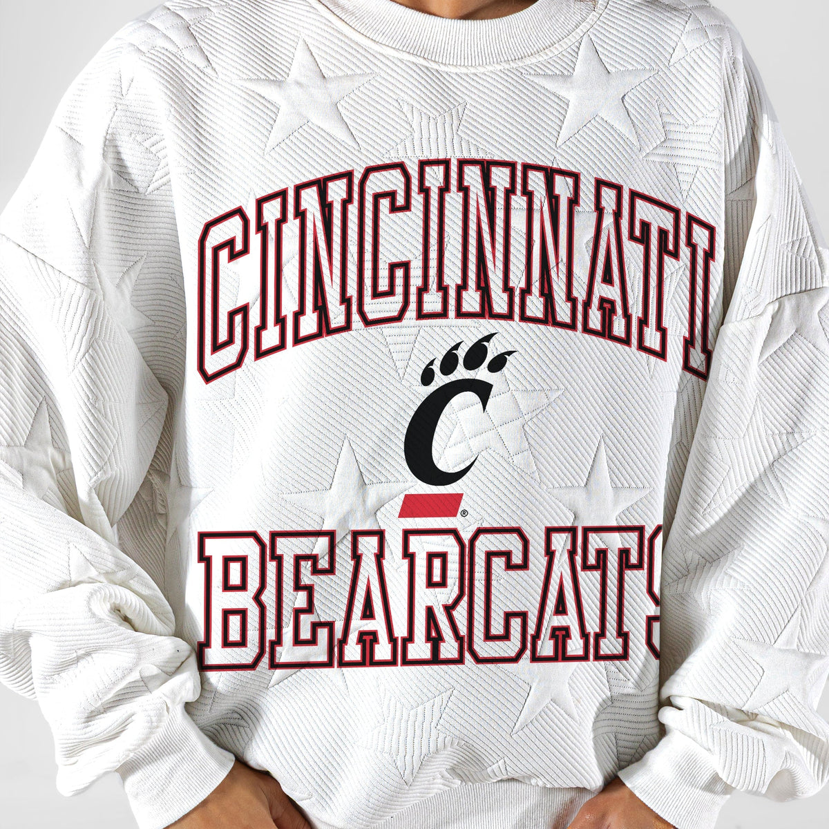 CINCINNATI BEARCATS BIG PLAY ENERGY EMBOSSED STAR CREWNECK