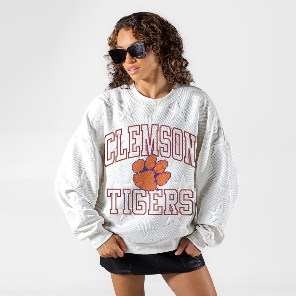 CLEMSON TIGERS BIG PLAY ENERGY EMBOSSED STAR CREWNECK