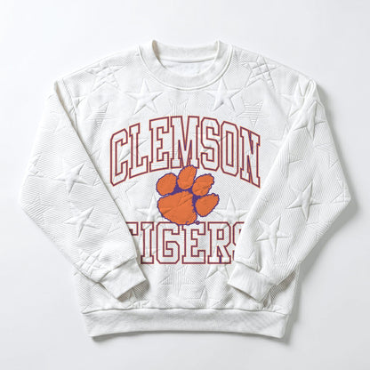 CLEMSON TIGERS BIG PLAY ENERGY EMBOSSED STAR CREWNECK